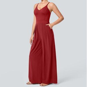 Breezeful™ Backless Side Invisible Zipper Pocket Wide Leg Quick Dry Resort Slip